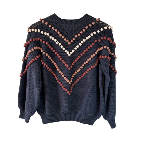 The Great - The Bobble Pom Pom Sweater in Navy Blue Size 1/Small - Picture 6 of 8